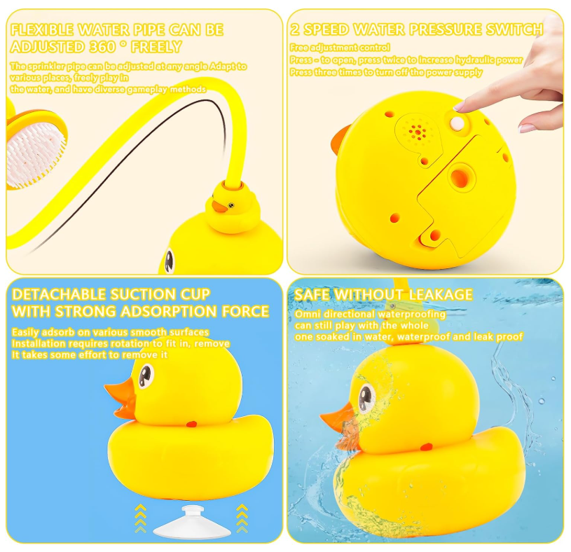 Baby Bath Toys, Cute Duck Children's Shower Head Sprinkler Toy,