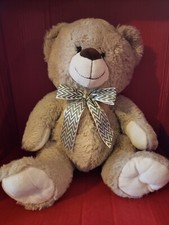 18" Plush Stuffed Brown/Tan Teddy Bear with Chevron Ribbon Toy Animal