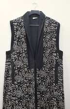 Sleeveless Duster African Black White Cotton Fish