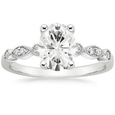 3ct Oval Simulated Diamond Ring White Gold Plated Stylish Accent Solitaire