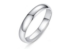 Silver Plated Women's Men's 5mm Adjustable Open Band Shiny Classic Wedding Ring