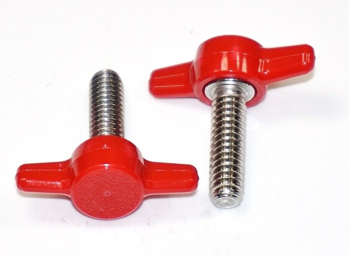 (4-20) 1/4"-20 x 3/4" Thumb Screws Stainless Steel Tee Wing Black or Red Knob 