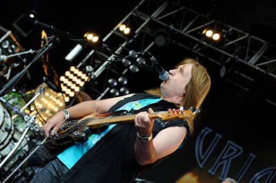 Trevor Bolder of Uriah Heep live on stage at High Voltage Festival - Old Photo 1