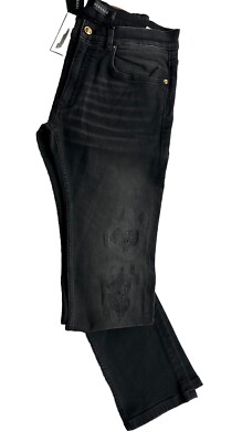 Versace Men's Denim Stretch Black Jeans Size 32 US 1011835 Versace Men's Denim Stretch Black Jeans Size 32 US 1011835
