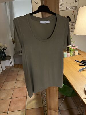 Mango Shirt Größe XS Viskose Neu Khaki