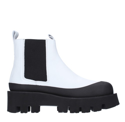 Womens Ladies Ankle Boots Size UK 5 Paloma Barcelo Celine Leather Chunky White - Picture 2 of 12