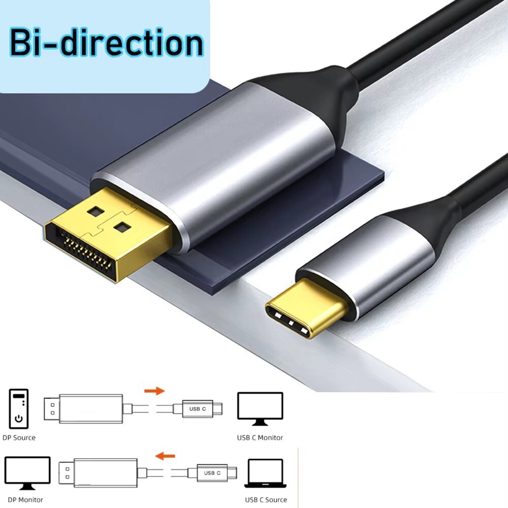 BI-Directional USB-C to DP Cable DisplayPort DP 4K Type-C For Macbook iPad Pro