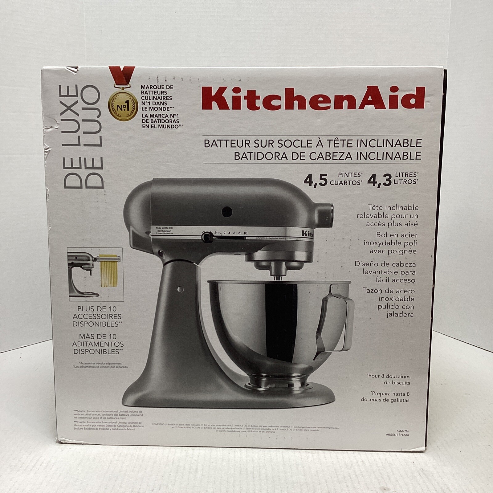 KitchenAid DELUXE 4.5QT TiltHead Stand Mixer KSM97SL Silver BRAND NEW