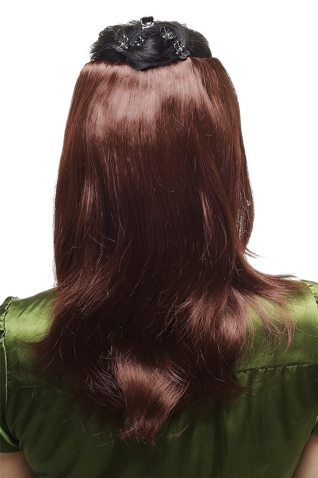 Clip-In Hair Piece 5 Clips half Wig Medium Length Smooth Auburn 35cm N535-A-33