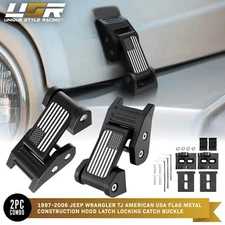 USA FLAG Metal Hood Latch Locking Buckle Catch For 1997-2006 Jeep Wrangler TJ