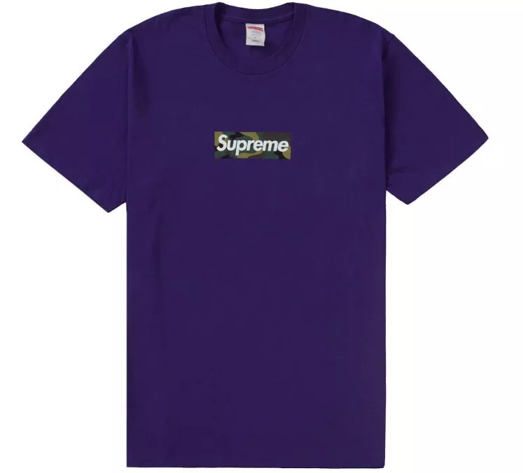 T shirt logo Supreme Box FW23 camouflage violet taille moyenne flambant neuf RTS