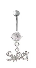 Belly Ring Sweet Clear Dangle Naval Steel 