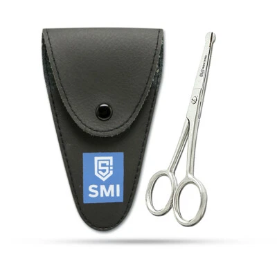 SMI - Nasenschere Nasenhaarschere Schnurrbartschere Bartschere mit Etui