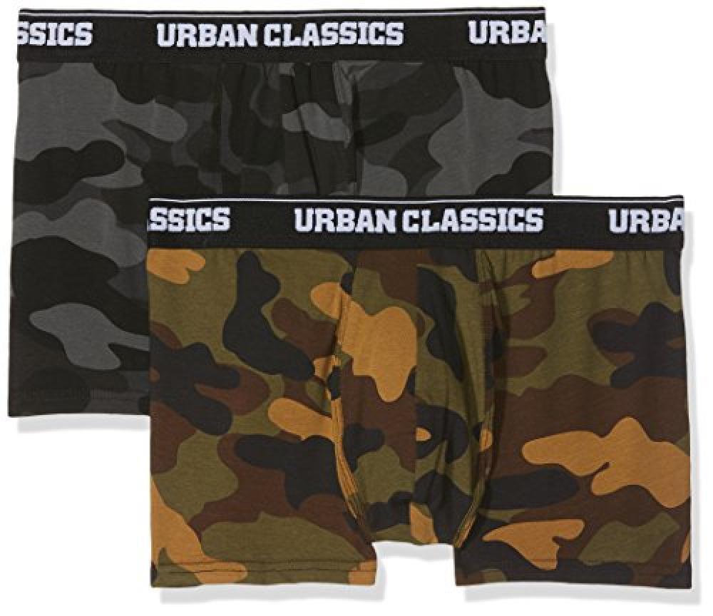 (TG. XL) Urban Classics 2-Pack Camo Boxer Shorts Pantaloncino, Woodcamo + Darkca