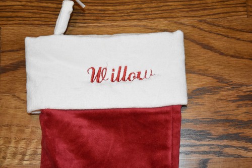 Pottery Barn Classic Velvet Stocking Red Monogram Willow NEW NWT Small - Picture 2 of 3