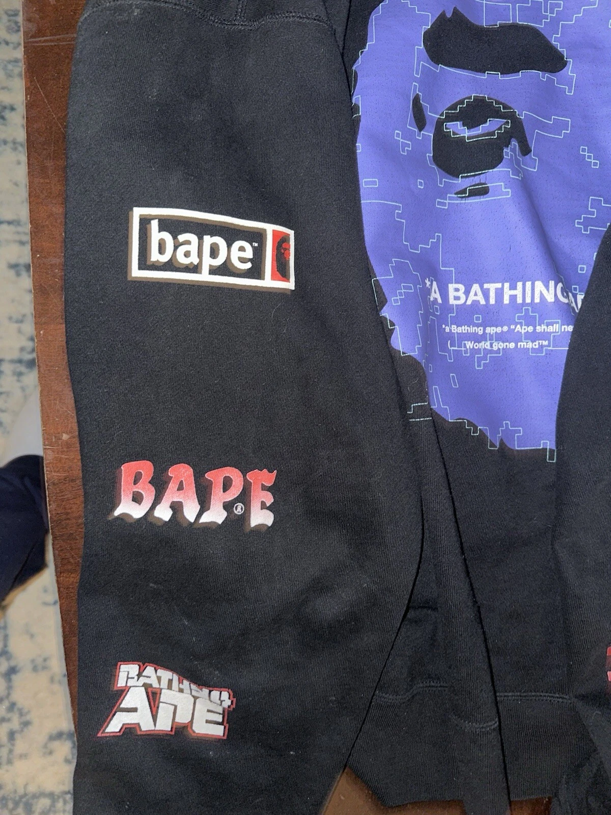 A BATHING APE (BAPE) Rara felpa con cappuccio viola testa di scimmia Bape store esclusiva full zip Bape TAGLIA L US