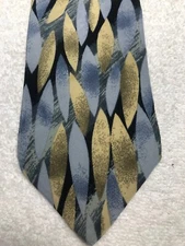 CONTE DI MILANO MENS TIE BLACK BLUE BEIGE 3.75 X 58