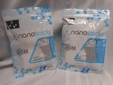 TWO Sz 2 NanoSocks 3D Nano-Weave Compression Socks Gray White Unisex Adult