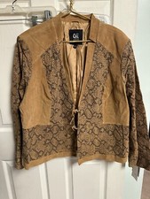Nwt Set Of 2 Suede Snakeskin Genuine Leather Jacket Size 2x Gray Tan Western Chi