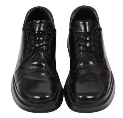 Prada Derby Size US7.5 UK6.5 Black Leather Lace Up AW99 