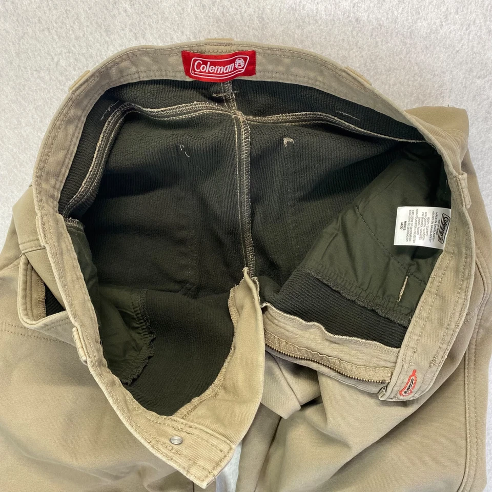 Coleman Men's Fleece Lined Carpenter Pants Canvas Work Khaki Size 34X30 Stretch - Image 3 of 4