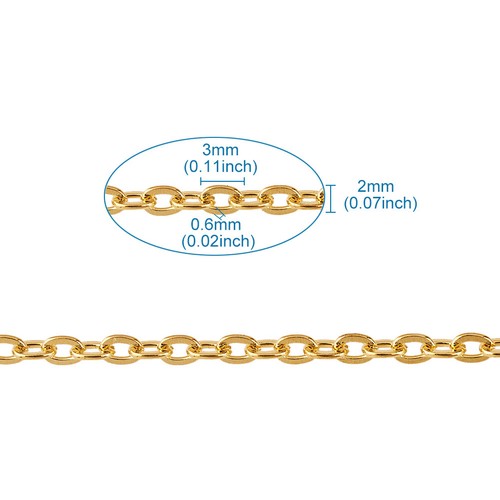109yds/Roll Gold Tone Iron Unsoldered Cross Chains Oval Link Strings 3x2x0.6mm - Picture 2 of 8