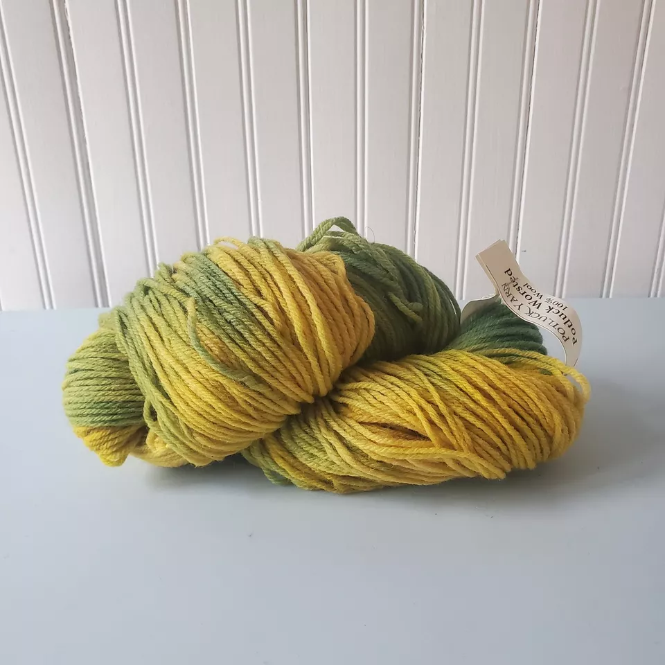 Potluck Hand Dyed Yarn 100% Wool Worsted Yellow Green NEW GRASS Cherry Tree Hill - Image 3 of 4