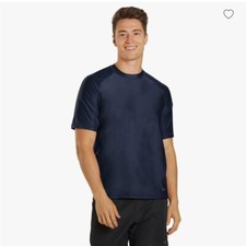 NWT SPORTI UPF 50 Swim Rash guard Comfort Fit Short Sleeve navy blue medium