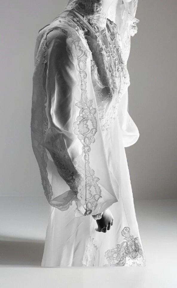 Vtg 1980’s Wedding Dress Powder Puff White Cottage Core Small-Med Foto 2 de 4