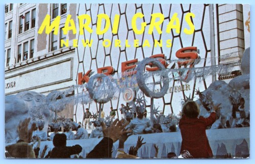 Postcard c76 Mardi Gras Canal Street  New Orleans Parade Float Chrome  #C16 - Foto 1 di 2
