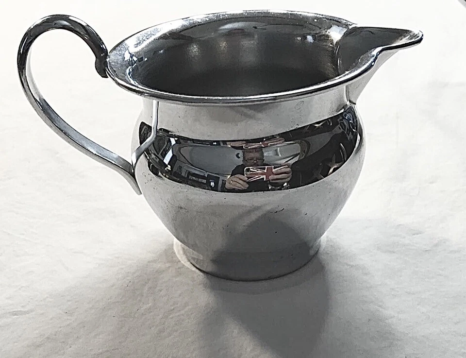 "Juego de azucareros y crema de acero inoxidable moderno vintage - crema - 3"" de alto" Foto 2 de 4