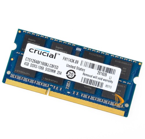 4PCS Crucial 4GB 2RX8 PC3-8500S DDR3 1066Mhz SODIMM Laptop Memory RAM 204Pin&__ - Picture 3 of 14