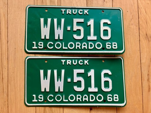 Pair of 1968 Colorado Truck License Plates - Afbeelding 1 van 4