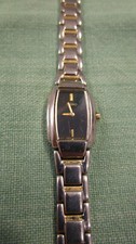 SEIKO LADIES WATCH DRESS BLACK DIAL SXGJ73 Elegant Silver & Gold Bracelet Japan
