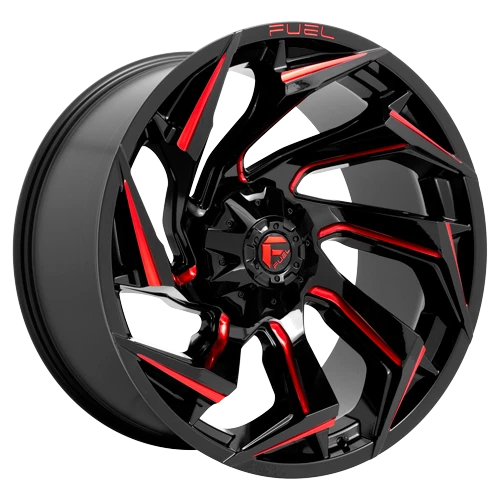 4 llantas negras rojas de 20 pulgadas para camioneta Chevy GMC Silverado 2500 3500 8x180 combustible Foto 3 de 4