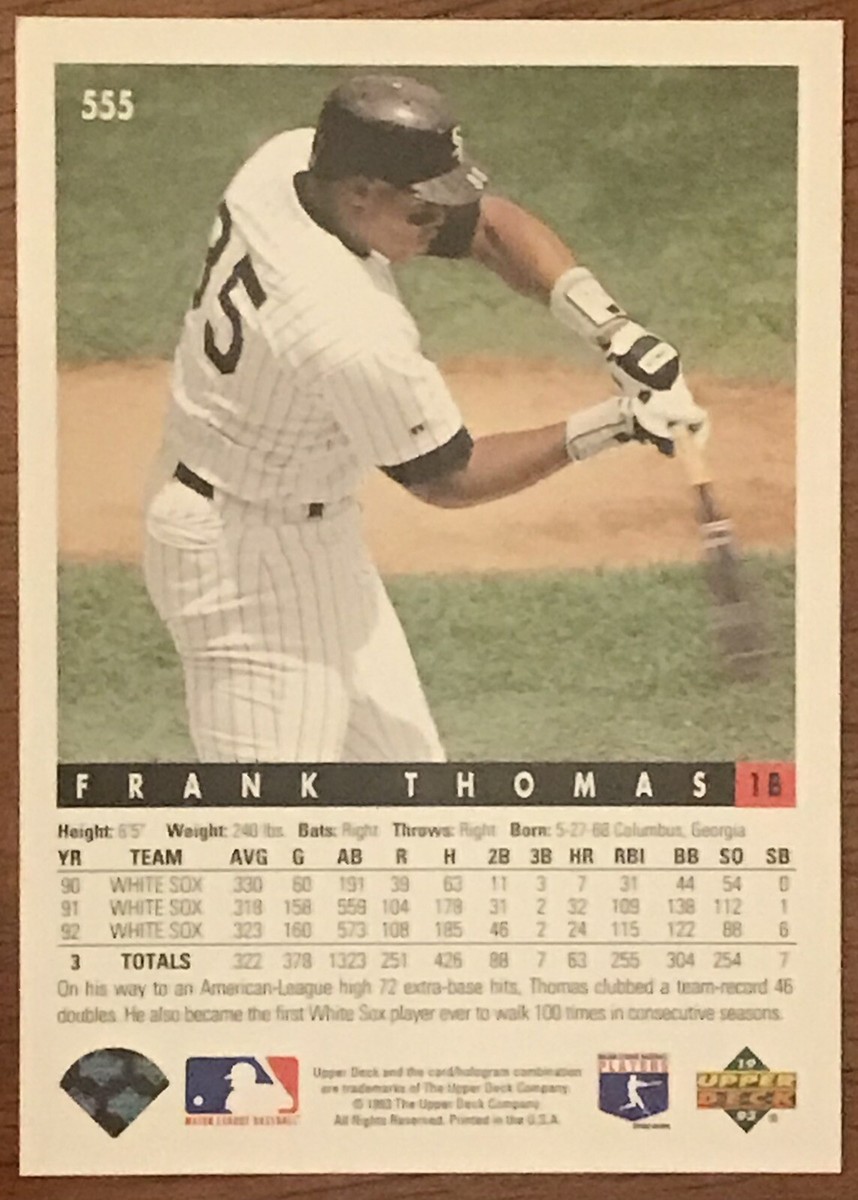 Frank Thomas 1993 Upper Deck Card #555 Chicago White Sox MLB HOF