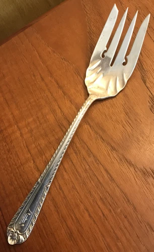 Gadroon by International Silver Sterling Large Cold Meat Fork 9" Serving Mono F