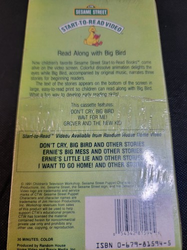 SESAME STREET DON'T CRY BIG BIRD SEALED VHS START TO READ VIDEO - Picture 11 of 17