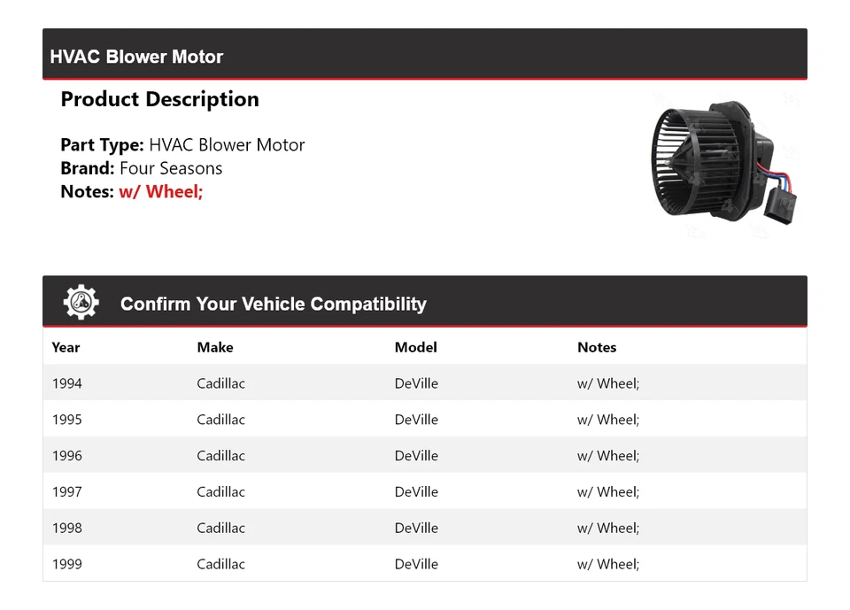 Motor soplador de climatización para Cadillac DeVille 1994-1999 4 estaciones 1995 1996 1997 1998 Foto 2 de 4