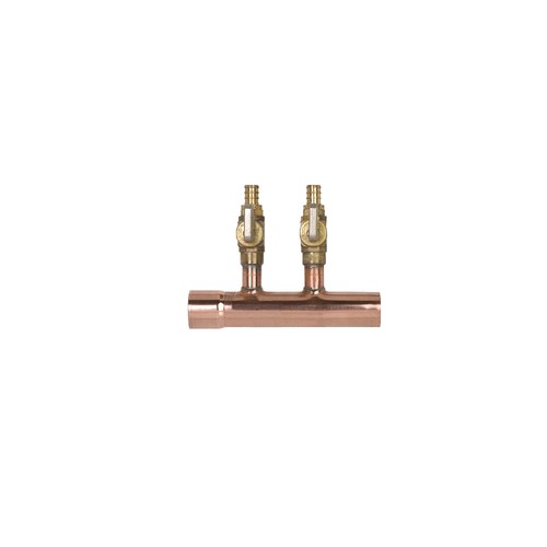 2 - port 1/2" PEX w/ Ball Valve Plumbing Manifold SWEAT