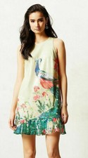 New! Anthropologie Leifsdottir Peacock "Shimmered Plume Dress" $268 Size 4