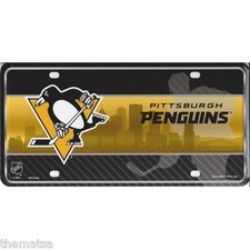 PITTSBURGH PENGUINS TEAM LOGO NHL LICENSE PLATE MADE IN USA
