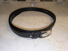 Mens Belt Genuine Leather Belt, Made In Italy, Size 44 Black 