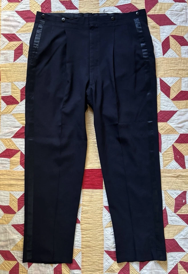 Pantalones de vestir esmoquin vintage años 50 60 38x29" costura lateral formal Foto 2 de 4