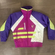 Vintage Tyrolia By Head Women’s Insulated 80s Ski Jacket Pink Purple Neon Green