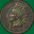 1893 Indian Head Cent Very Fine VF Coin, Scratch #38579