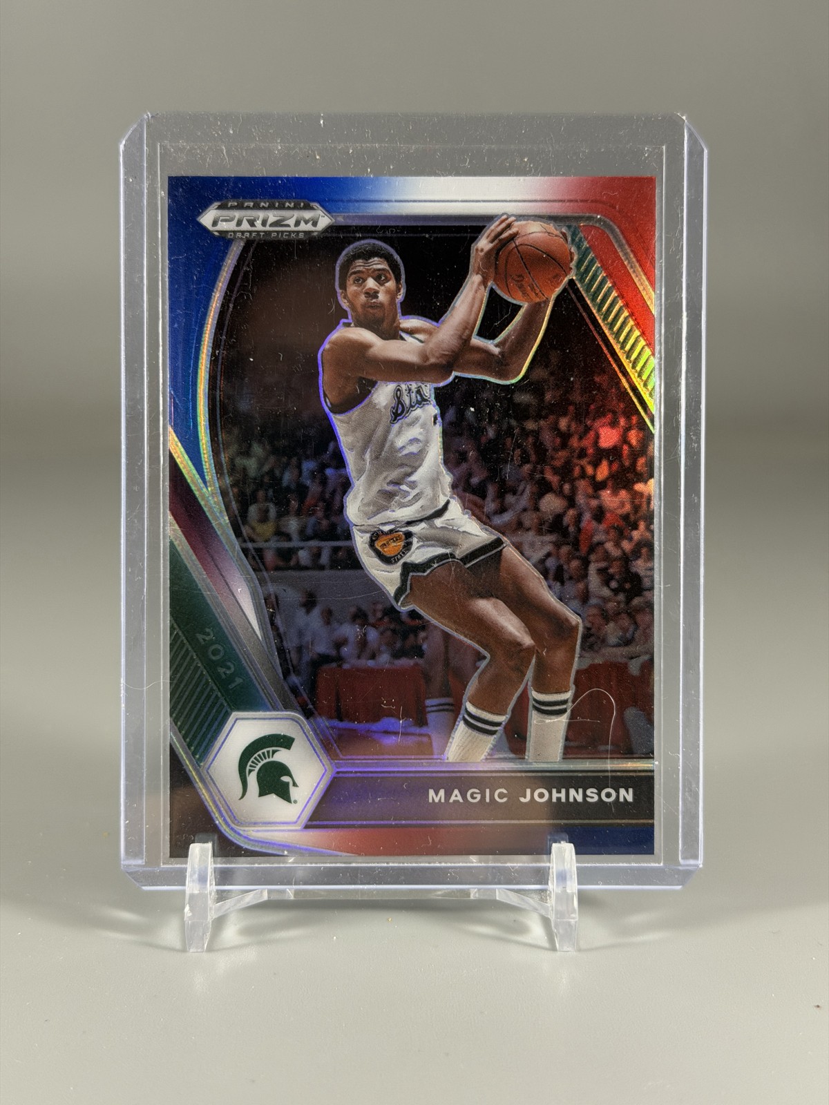 2021-22 Panini Prizm Draft Picks - Magic Johnson #86 Red White & Blue Prizm