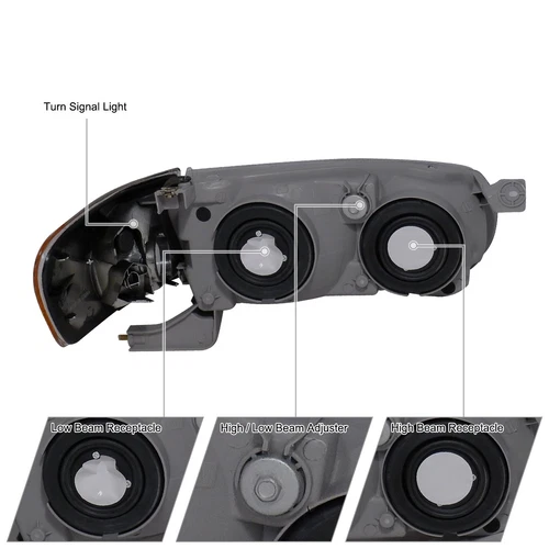 4pcs Fit 2001-2002 Toyota Corolla Black Headlight+Corner Signal Lamp Left+Right - Foto 6 di 14