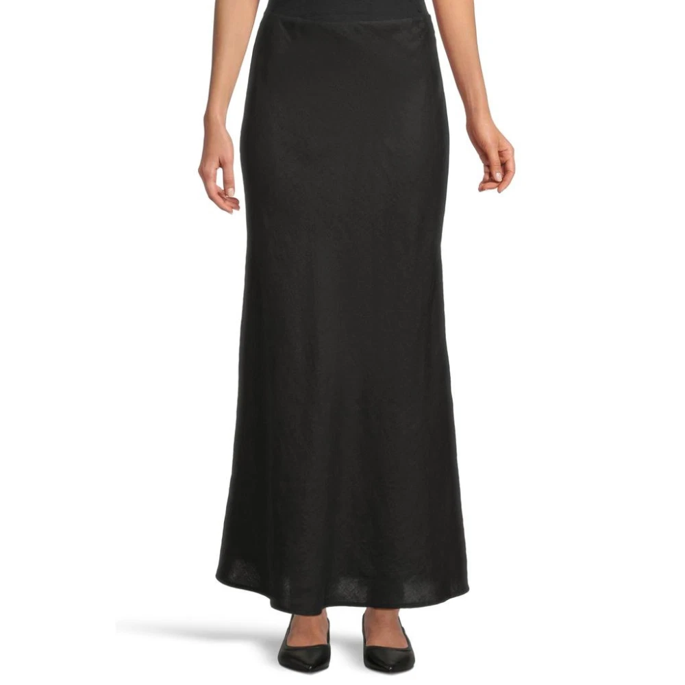 Madewell Kata Maxi Skirt Women's 16 Jet Black 100% Linen Ruffle Mid Rise DDR2620