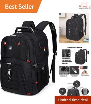 Travel Laptop Backpack 50L Polyester USB Charging Water Bottle Pocket Men Women